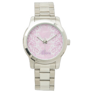 Rosenrosen auf rosa Tarnung Armbanduhr