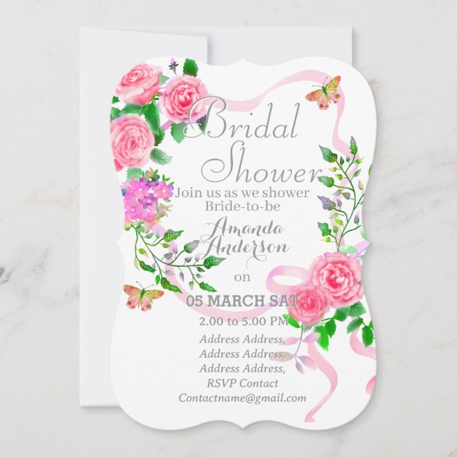 Rosenrosen-Brautparty Feiertagskarte (Vorderseite)