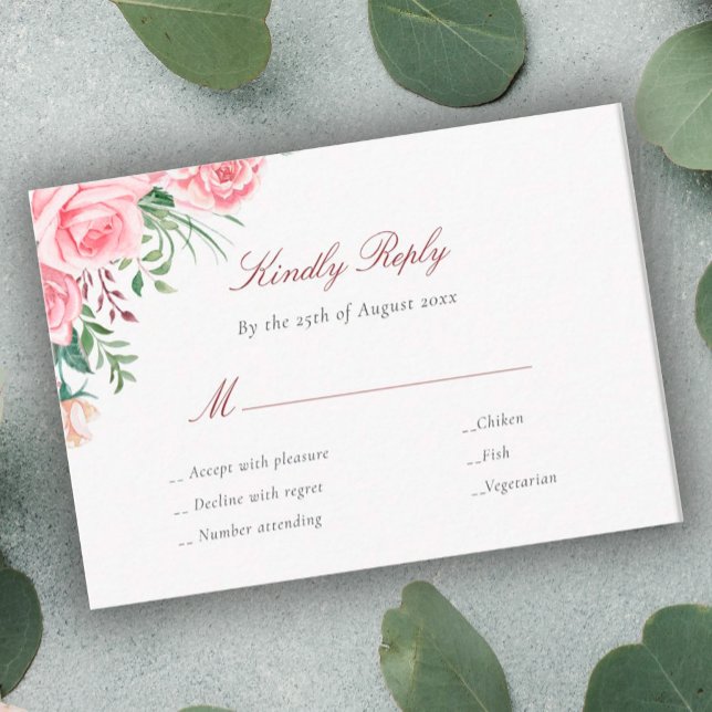 Rosenrosen Budget Hochzeit RSVP Karte Gehäuse (Von Creator hochgeladen)