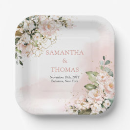 Rosenrosen Eukalyptus-Grüngold Pappteller