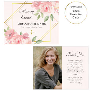 Rosenrosen, griechisch-orthodoxe Beerdigung Dankeskarte