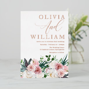 Rosenrosen Hochzeit Rose Gold Folieneinladung