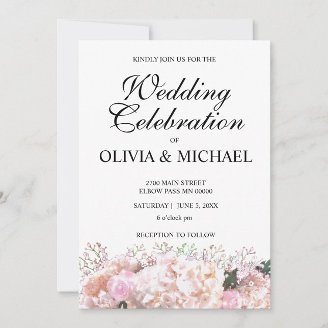 Rosenrosen Hochzeitssache Einladung (Vorderseite)