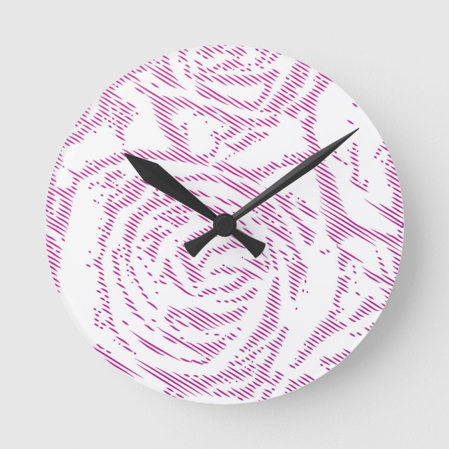 Rosenrosen in Linie Runde Wanduhr (Vorderseite)
