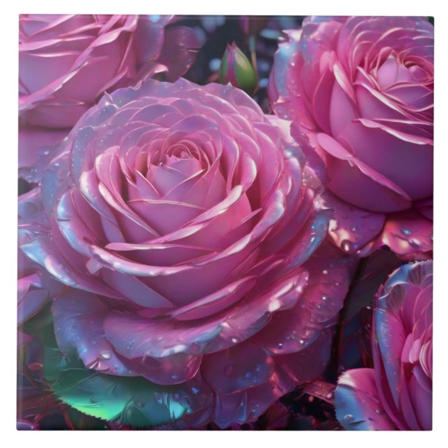Rosenrosen Keramik Tile Fliese (Vorderseite)