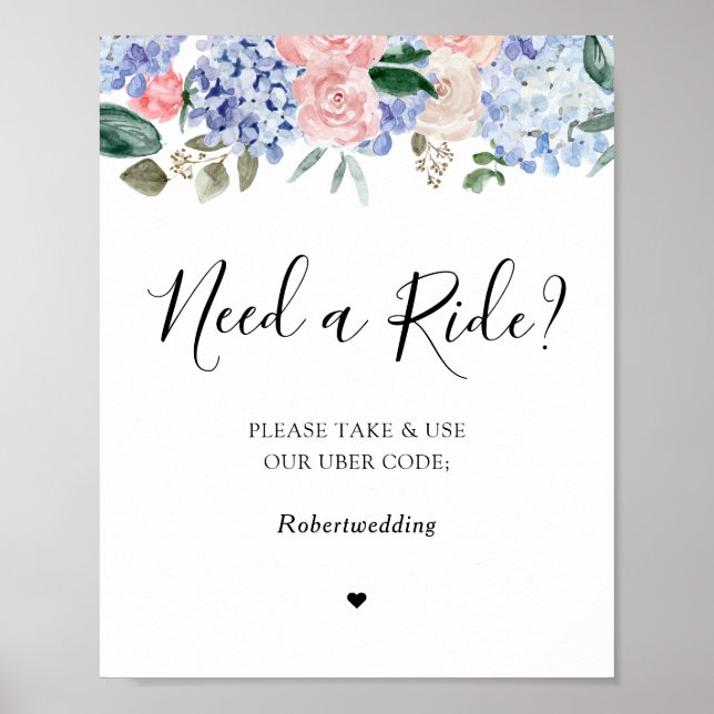 Rosenrosen mit blauen Hydrangeas brauchen eine Fah Poster (Vorne)