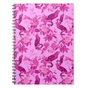 Rosenrosen mit lila Papageienmuster Notizblock