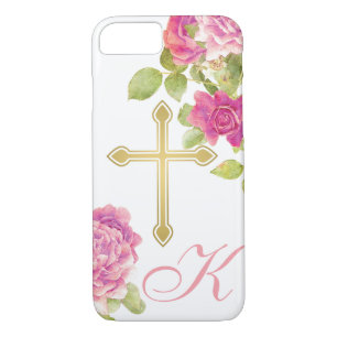 Rosenrosen, Mit Monogramm Kreuz, Christlich Case-Mate iPhone Hülle