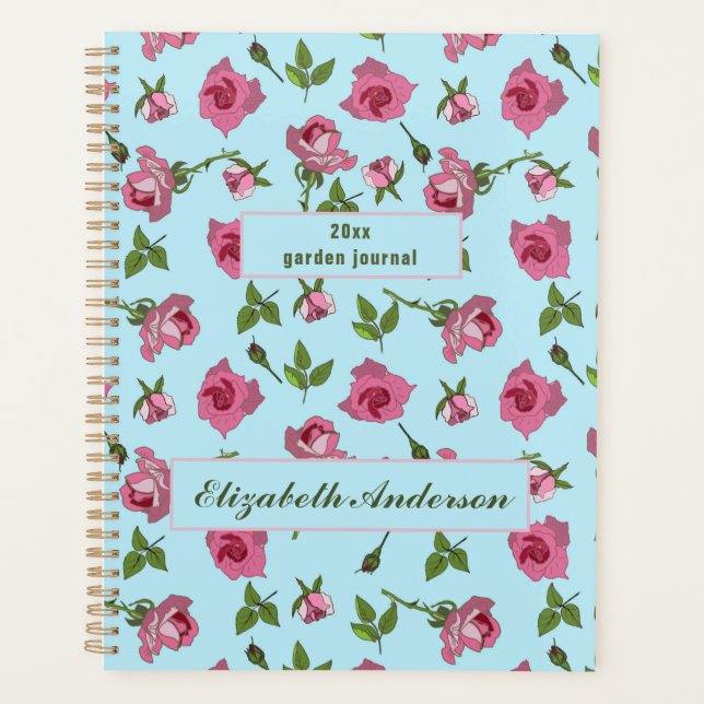 Rosenrosen-Oberflächendesign auf blauem Planen Planer (Vorderseite)