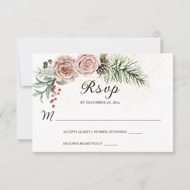 Rosenrosen Rosen Grüne Hochzeit RSVP Karte (Vorderseite)