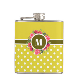 Rosenrosen-Rosen-Rosenbläser-Monogramm Wreath Flachmann