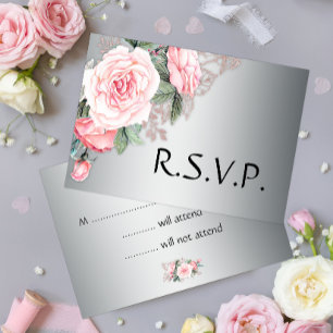 Rosenrosen und Silberhochzeit RSVP Karte