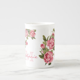 Rosenrosen, Vintag, Rosa Rose, Name der Peonies, M Prozellantasse