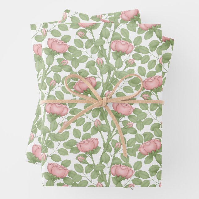 Rosenrot auf weiß geschenkpapier set (Beispiel)