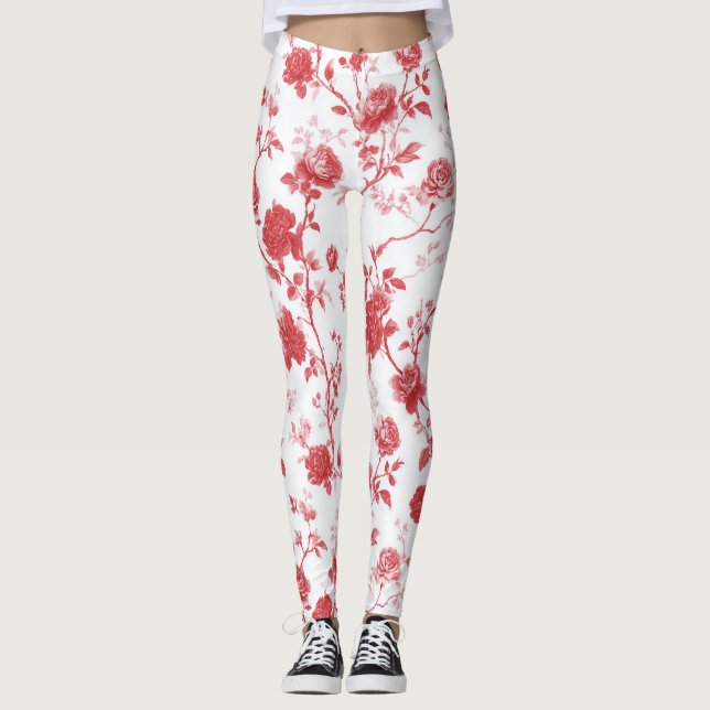 Rosenrot Floral  Leggings (Vorderseite)