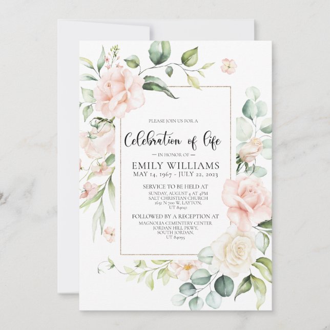 Rosenrot Rosen zum Feiern zum Leben Einladung (Vorderseite)