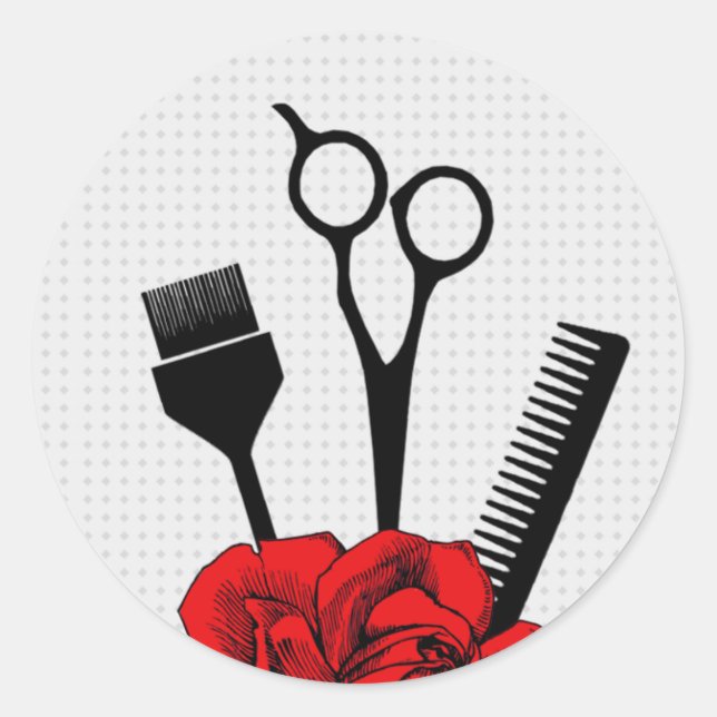 Rosensalonaufkleber Hairstylist-Haar-Stylist Runder Aufkleber (Vorderseite)