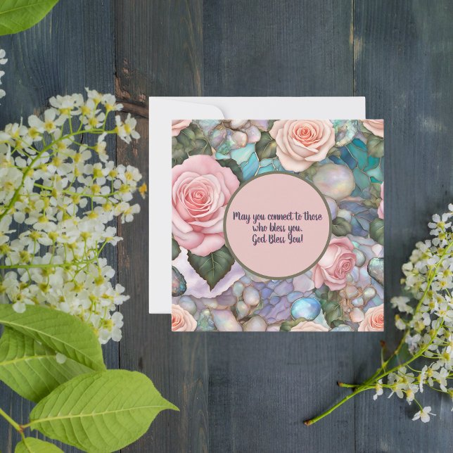 Rosensteine auf rieszierenden Kieselsteinen Segnun Feiertagskarte (Von Creator hochgeladen)