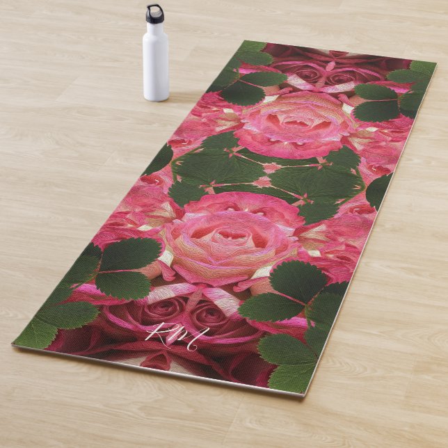Rosensteine Ölgemälde mit rosa Rosenfarben Spiegel Yogamatte (Beispiel)