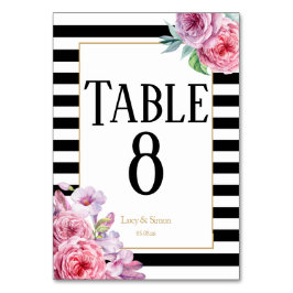 Rosensteine und Streifen Hochzeitsszene Tischnumme Tischnummer