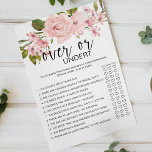 Rosenstrahlen-Spiel über oder unter dem Flyer<br><div class="desc">Over oder Under Brautparty Game. Weiche Aquarellrosen mit rosa Rosen. Koordinierung der Rückseite In unserem Zazzle-Shop finden Sie passende Artikel,  um Ihre Veranstaltungskollektion abzuschließen!</div>
