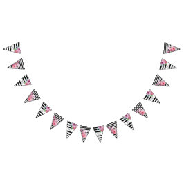 Rosenstrahlen und Streifen Hübsche Blumenhochzeit Wimpelkette