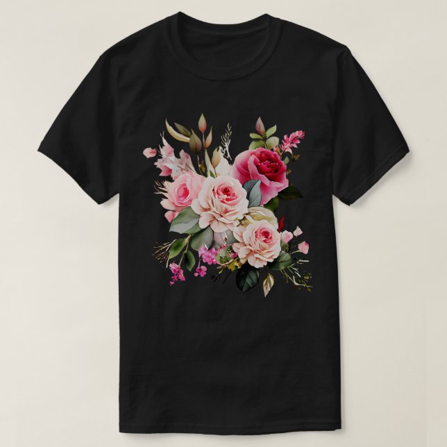 Rosenstrauch Blume T-Shirt (Design vorne)