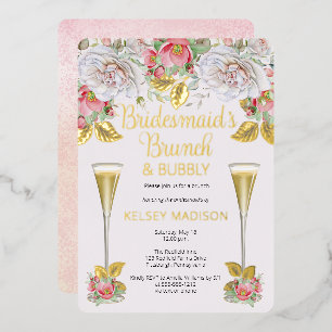 Rosensträucher und Blumensträuße Brunch und Bubbly Folieneinladung