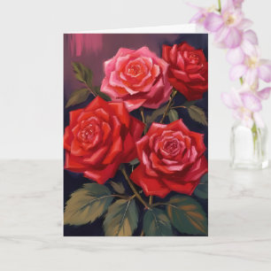 Rosenstrauß Rote Florale Aquarellmalerei Karte