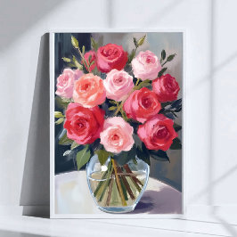 Rosenstrauß | Rote Florale Aquarellmalerei Poster