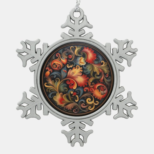 Rosepaint Modern 2 von 6 Schneeflocken Zinn-Ornament (Vorderseite)