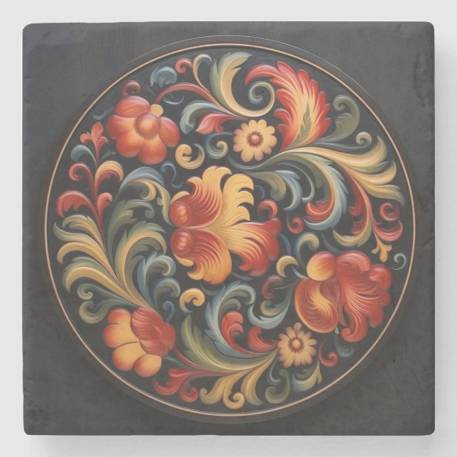 Rosepaint Modern 5 von 6 Steinuntersetzer (Vorderseite)