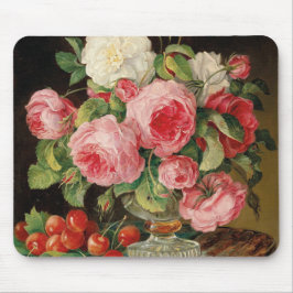 Roses and cherries oil painting mousepad