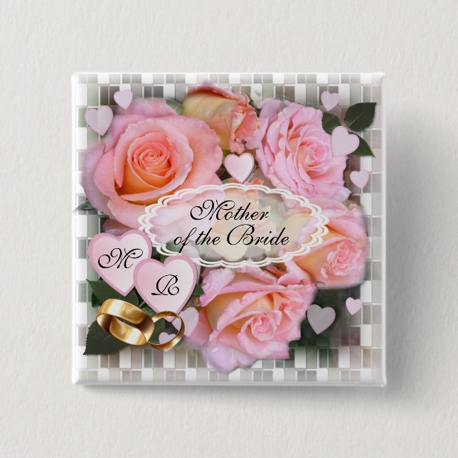 Roses and Hearts ~ Wedding Button (Vorderseite)
