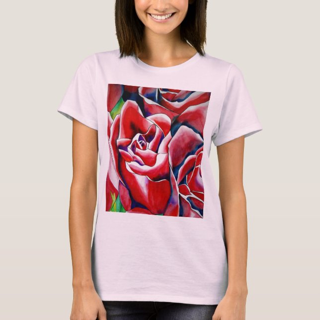 Roses Aquarellmalerei T-Shirt (Vorderseite)