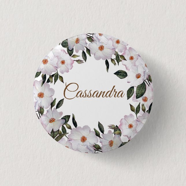 Roses Ballerina Blumendesign Button (Vorderseite)