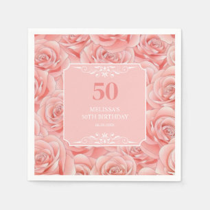 Roses Blossom Floral 50 Geburtstag Serviette