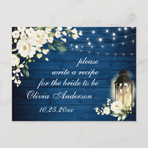Roses Blue Wood Brautparty Rezept Card Postkarte