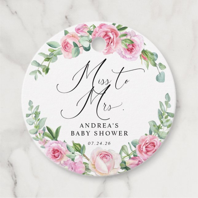 Roses Blush Brautparty Gefallen Geschenkanhänger (Vorderseite)