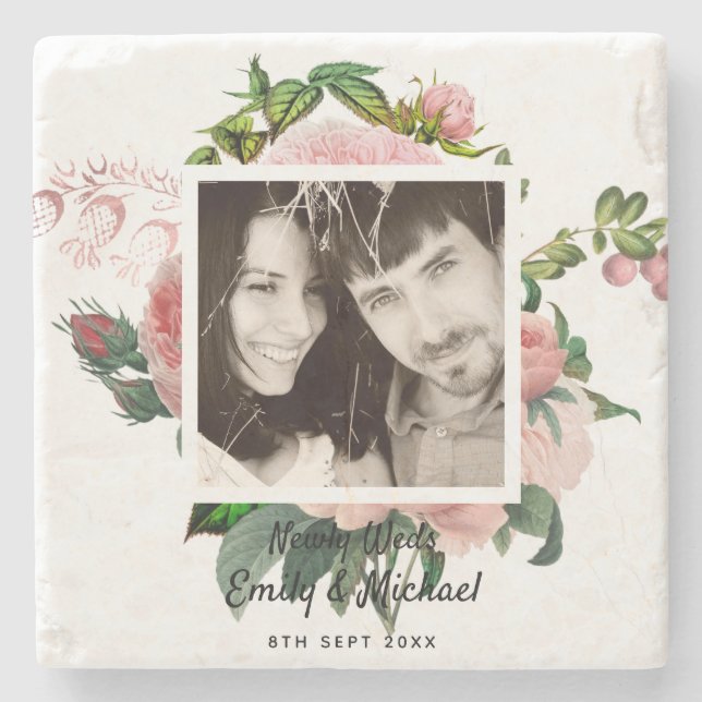 Roses Botanisches FOTO Steinuntersetzer (Vorderseite)