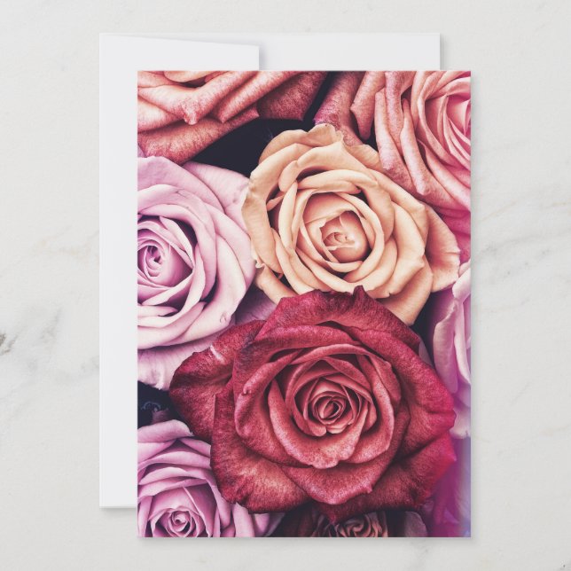 Roses Bouquet Foto Einladung (Vorderseite)