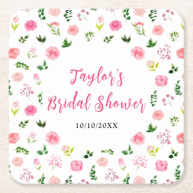 Roses Brautparty Rechteckiger Pappuntersetzer (Vorderseite)