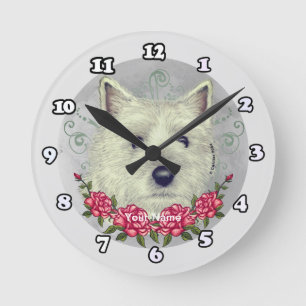 Roses Cairn Terrier Runde Wanduhr