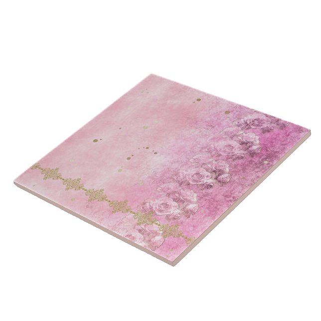 Roses Damask Grunge - Tile Fliese (Seite)