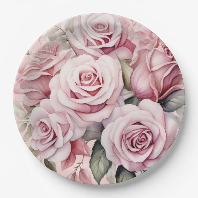 Roses Elegante Hochzeit Pappteller (Vorderseite)