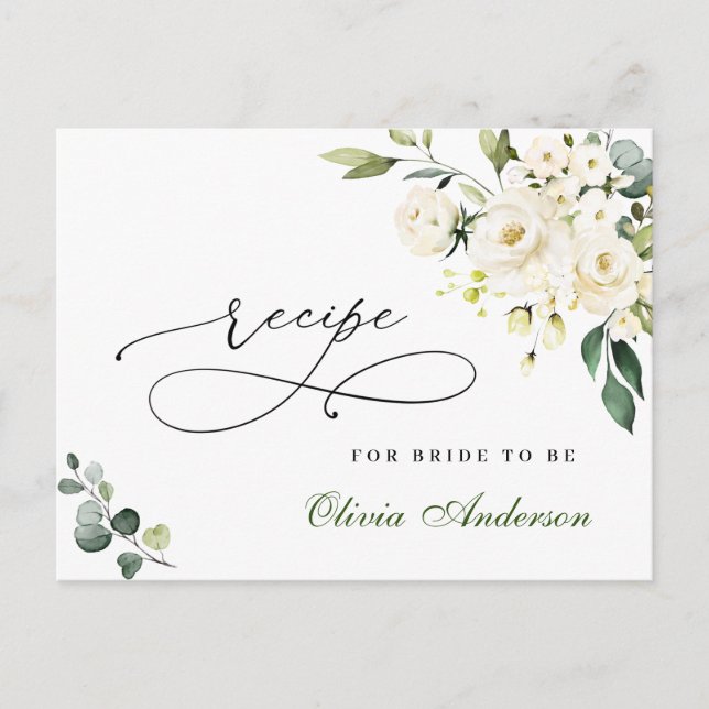 Roses Eucalyptus Brautparty Rezept Karte (Vorderseite)