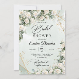 Roses eucalyptus grün und gold einladung