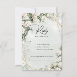 Roses eucalyptus grün und gold RSVP karte