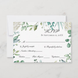 Roses Eukalyptus Botanische Hochzeit RSVP Karte