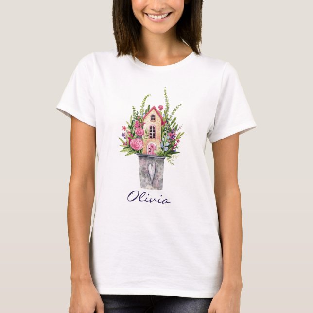Roses Fairytale House Blume T-Shirt (Vorderseite)